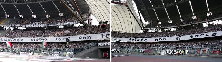 Due striscioni della tifoseria bianconera