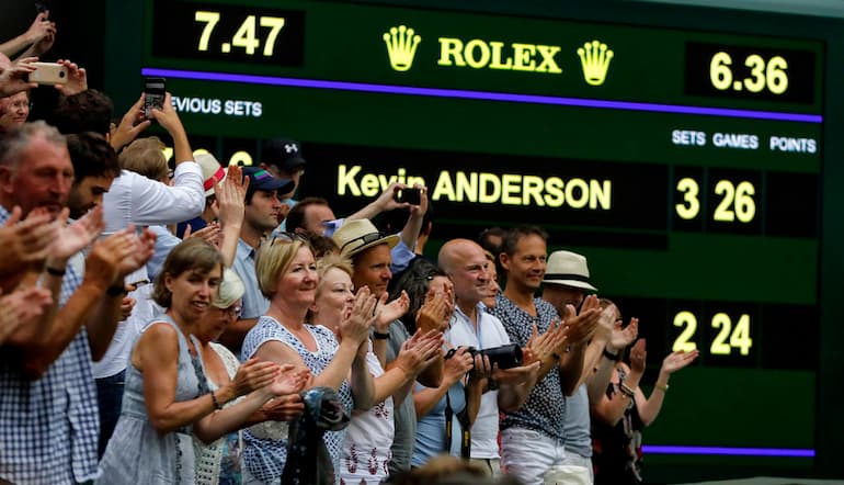 Il parziale relativo al match di Isner nel 2018