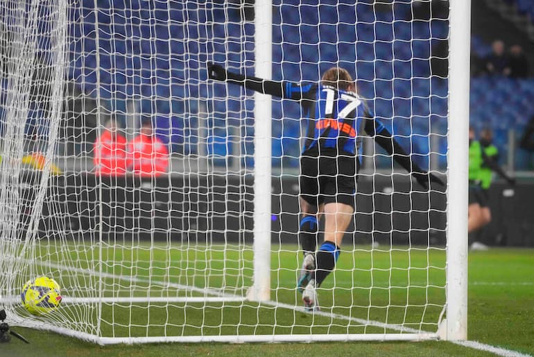 L'esultanza del danese all'Olimpico!