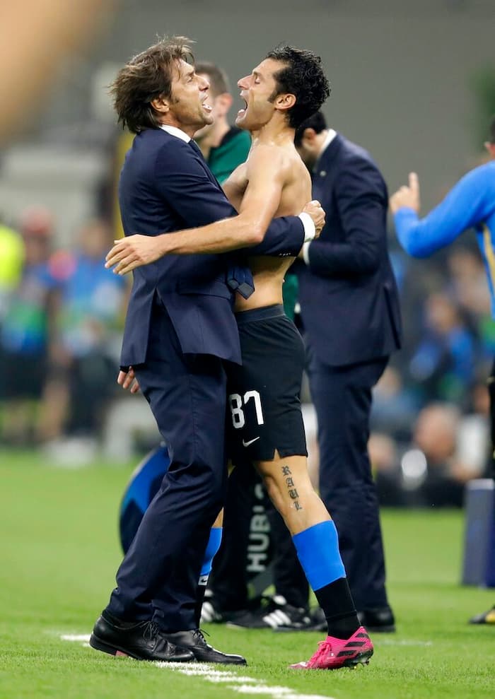 L'esultanza con Antonio Conte!