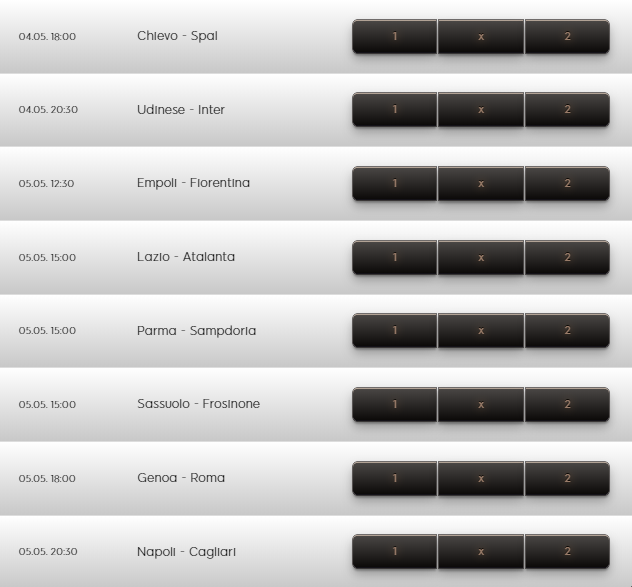 La schedina del Toto8 della settimana