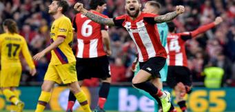 L'esultanza di Inigo Martinez, al termine dei quarti di coppa contro il Barcellona