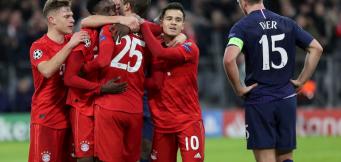 L'esultanza del Bayern nella sfida di Champions con il Tottenham!