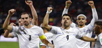 L'esultanza dell'Uruguay