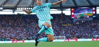 L'esultanza di Scalvini all'Olimpico