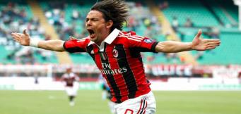 Una splendida esultanza di Filippo Inzaghi con la maglia del Milan