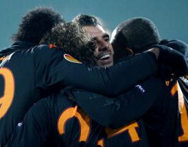 L'esultanza dei giocatori della Roma a Sofia nel 2009!