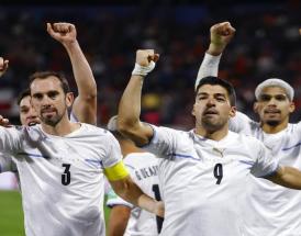 L'esultanza dell'Uruguay