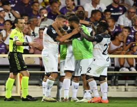 L'esultanza del Lecce a Firenze